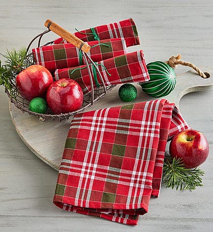 Holiday Plaid Kitchen Towels Set